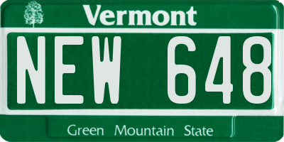 VT license plate NEW648