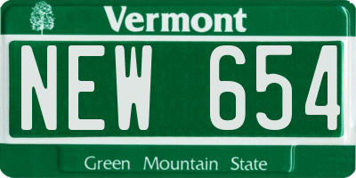 VT license plate NEW654