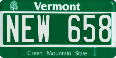 VT license plate NEW658