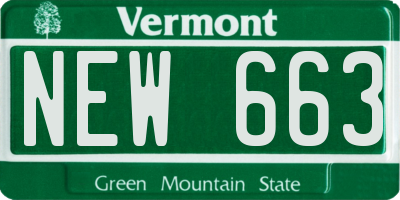 VT license plate NEW663
