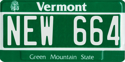 VT license plate NEW664
