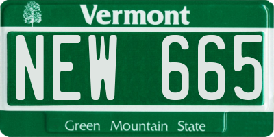 VT license plate NEW665