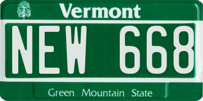 VT license plate NEW668