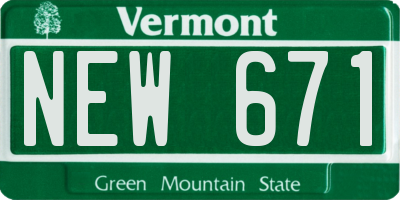 VT license plate NEW671