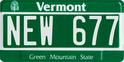 VT license plate NEW677