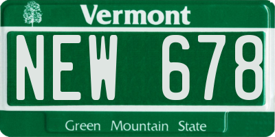 VT license plate NEW678