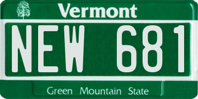 VT license plate NEW681