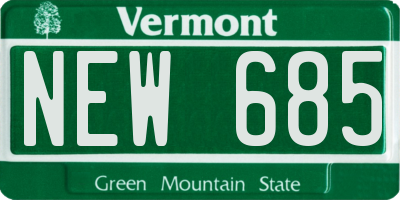 VT license plate NEW685