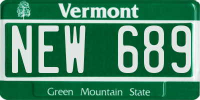 VT license plate NEW689
