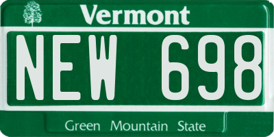 VT license plate NEW698