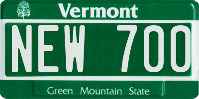 VT license plate NEW700