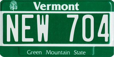VT license plate NEW704