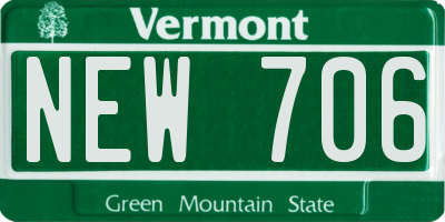 VT license plate NEW706
