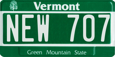 VT license plate NEW707