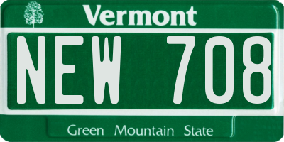 VT license plate NEW708