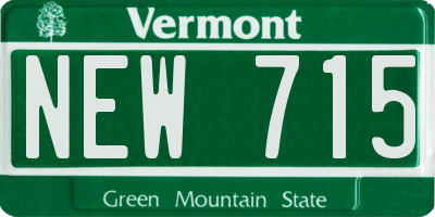 VT license plate NEW715