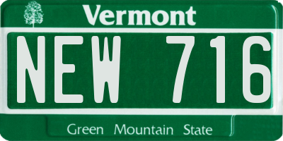 VT license plate NEW716