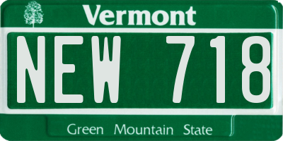 VT license plate NEW718