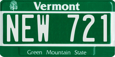 VT license plate NEW721