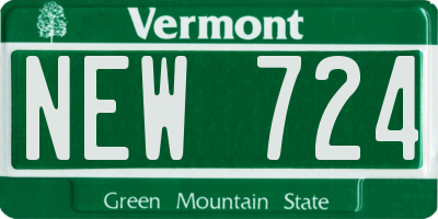 VT license plate NEW724