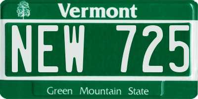 VT license plate NEW725