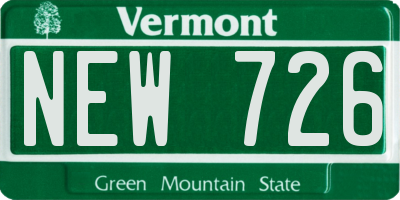 VT license plate NEW726
