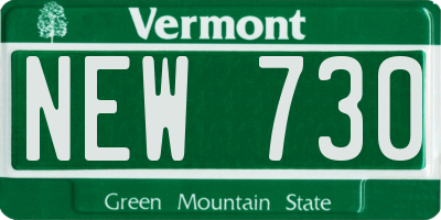 VT license plate NEW730
