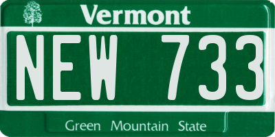 VT license plate NEW733