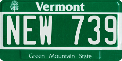 VT license plate NEW739