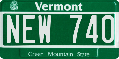 VT license plate NEW740