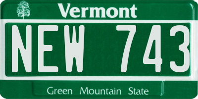 VT license plate NEW743