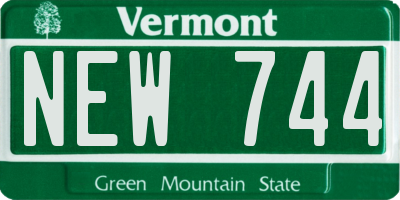 VT license plate NEW744