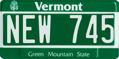 VT license plate NEW745