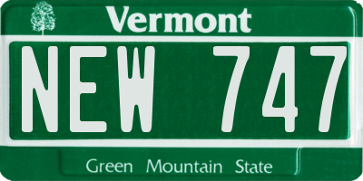 VT license plate NEW747