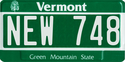 VT license plate NEW748
