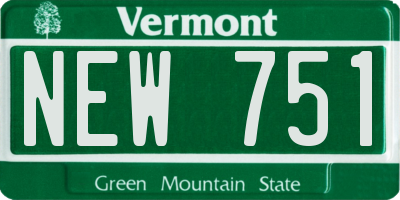 VT license plate NEW751