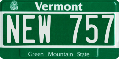 VT license plate NEW757