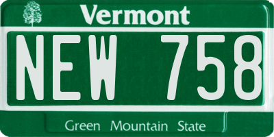 VT license plate NEW758