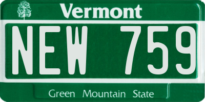 VT license plate NEW759