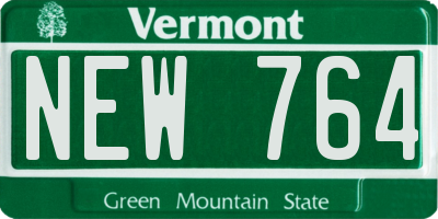 VT license plate NEW764