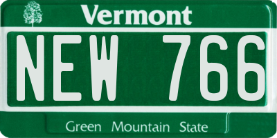VT license plate NEW766