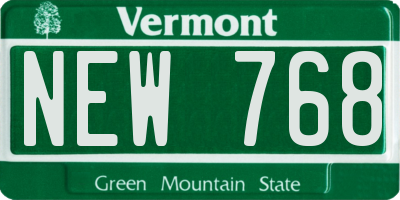 VT license plate NEW768