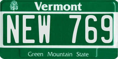 VT license plate NEW769