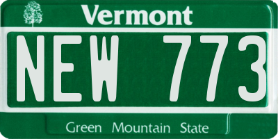 VT license plate NEW773