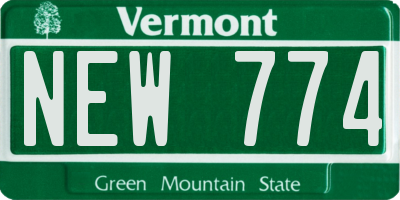 VT license plate NEW774