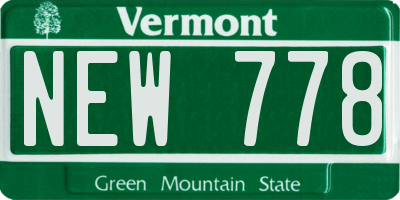VT license plate NEW778