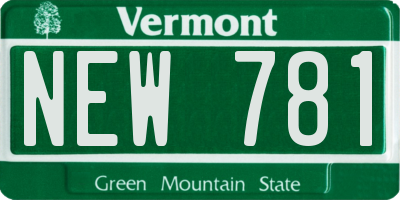 VT license plate NEW781