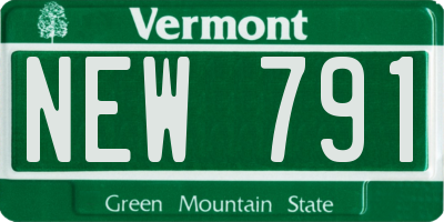 VT license plate NEW791