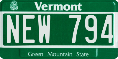 VT license plate NEW794