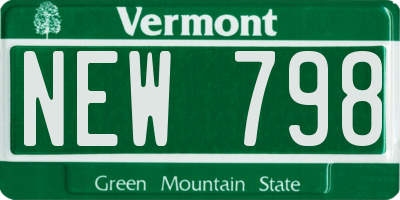 VT license plate NEW798